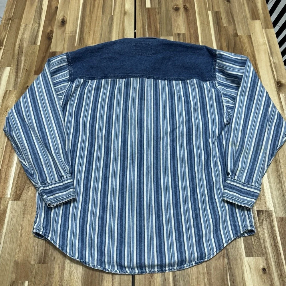 Vintage‎ Levis Shirt Mens XL Denim Striped Long Sleeve Button Up Western 90s